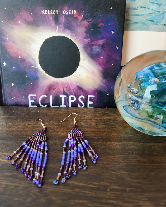 Purple Fringe Earring