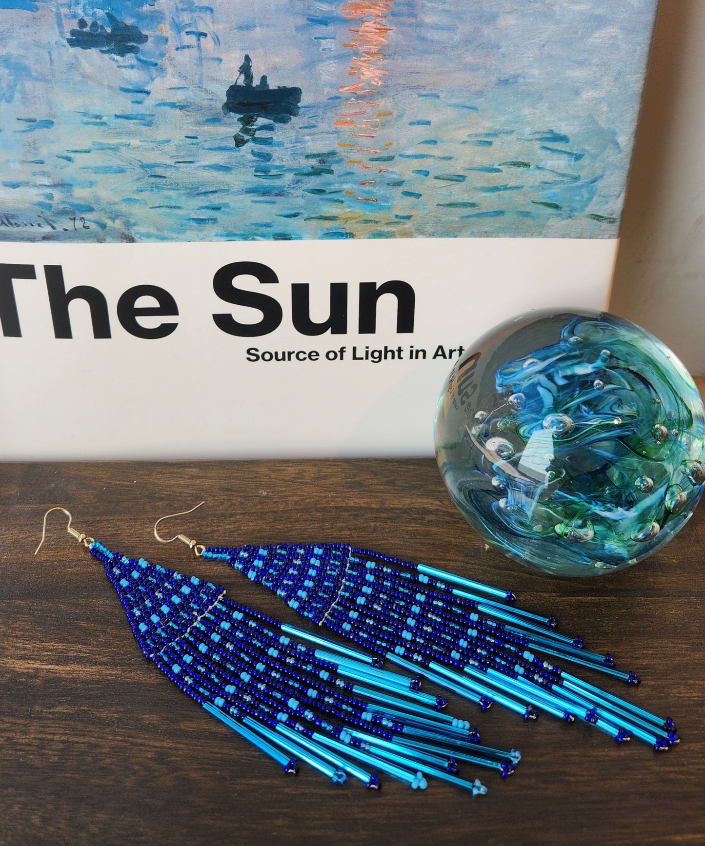 Blue Fringe Earring