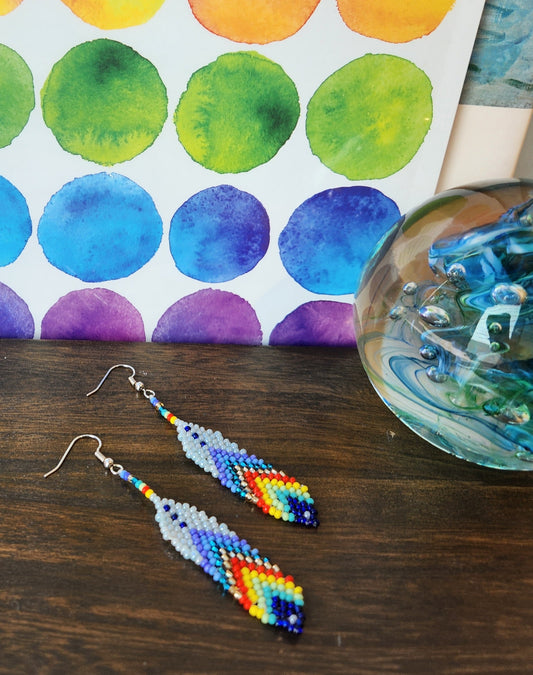 Rainbow Feather Earring