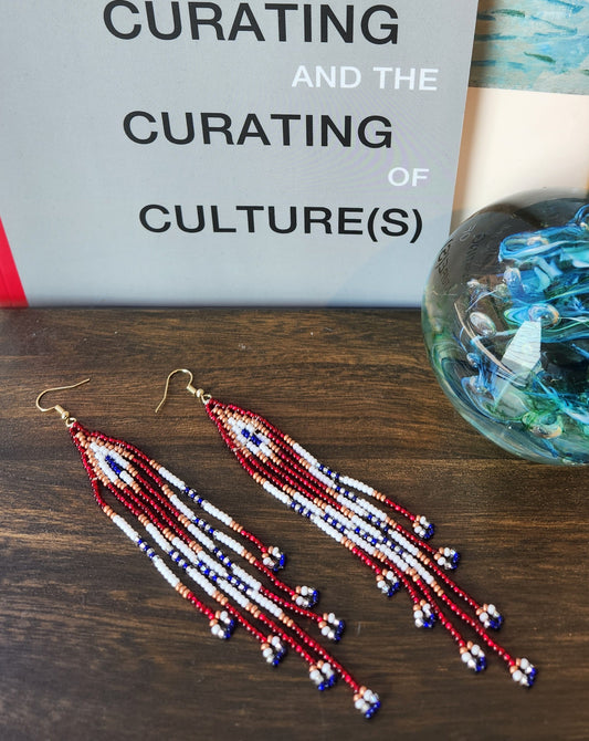 Red Fringe Earring