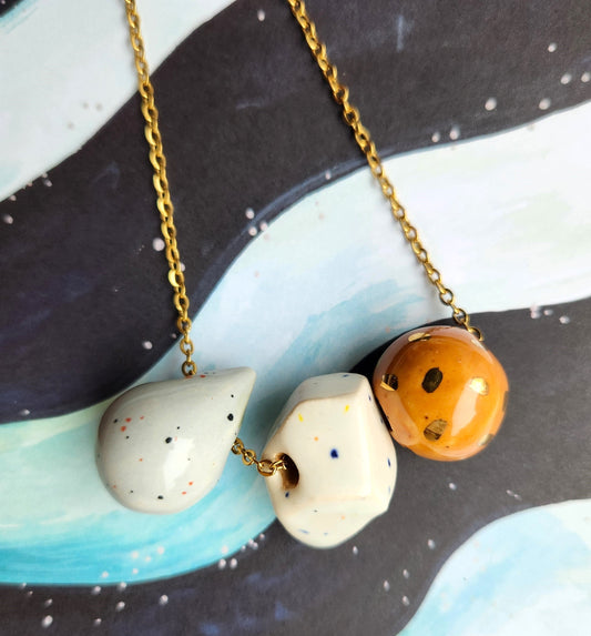 Rock Drop Dot 3 Bead Necklace