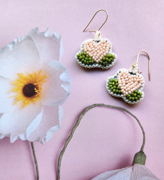 Pink Heart Beaded Earrings