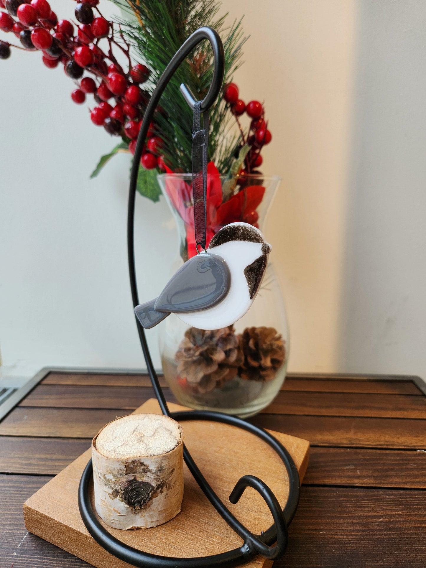 Glass Chickadee Ornament