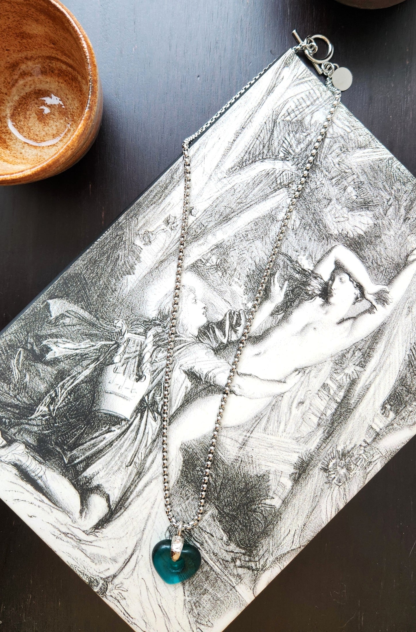 Teal Heart Charm Necklace