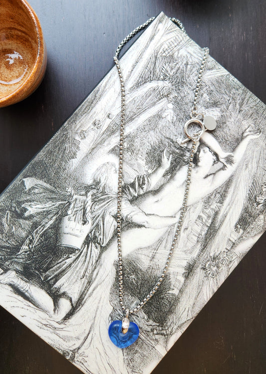 Blue Heart Charm Necklace