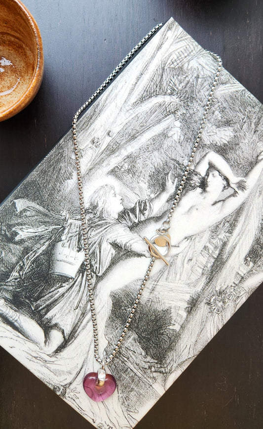 Lavender Heart Charm Necklace