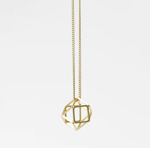 Hollow 3D Hexagon Necklace in Rose Gold