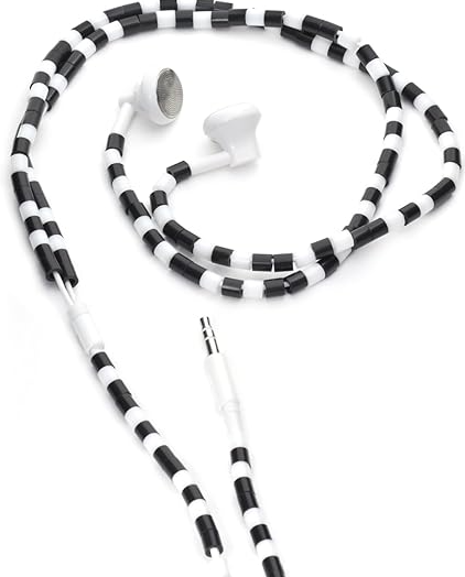 Earbuds BK/WH Tube Beads