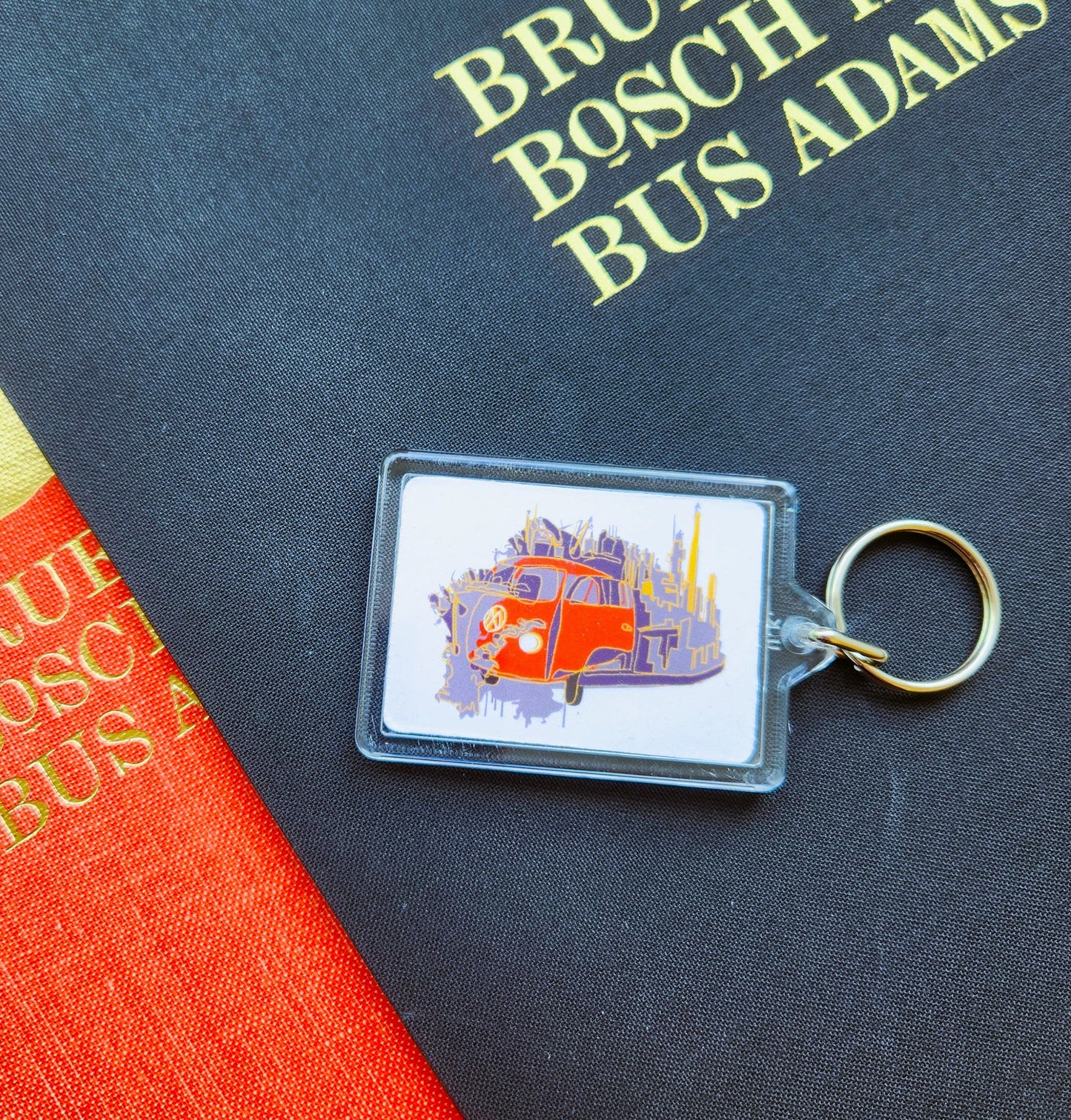 BB Bus Purple Graphic Keychain