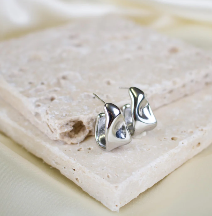 Capri Silver Hammered Earrings