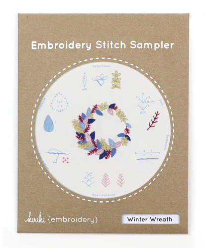 Winter Wreath Embroidery Stitch Sampler