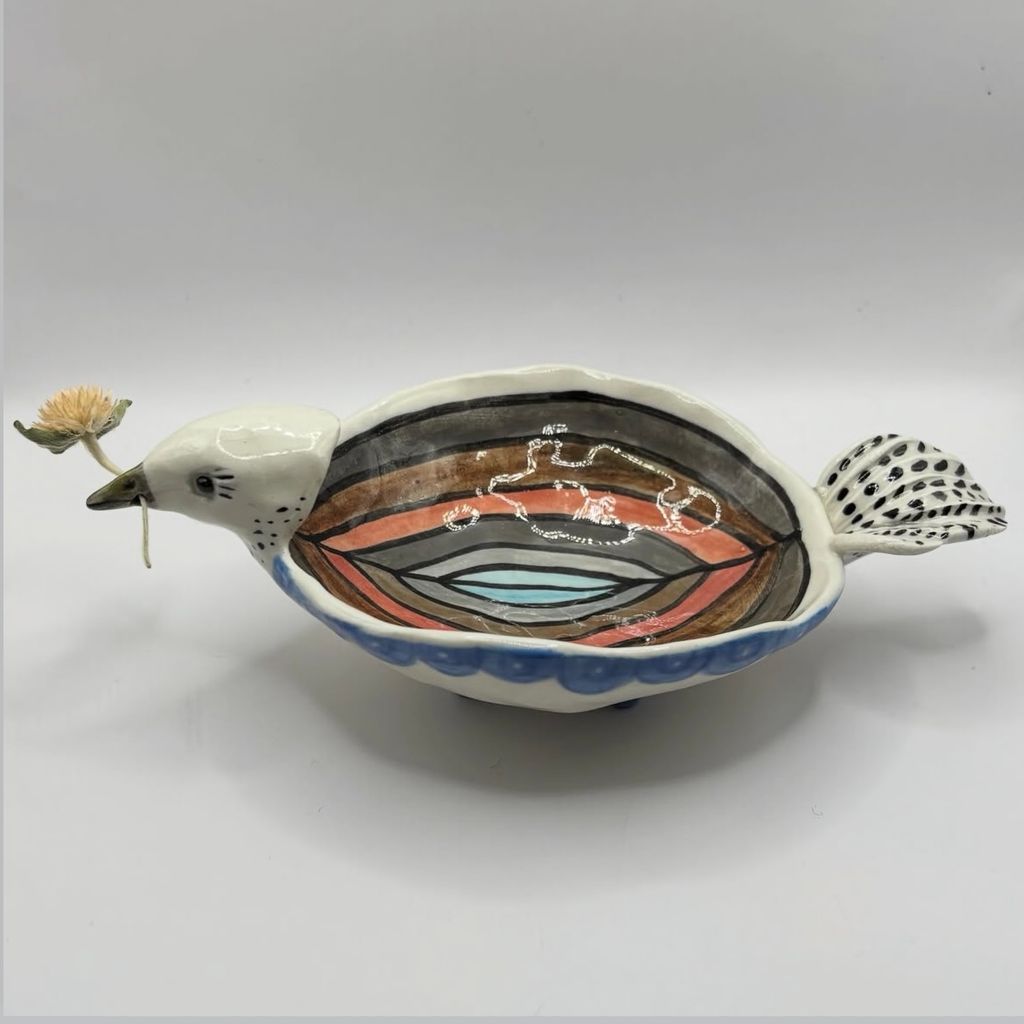 White Speckled Journey Bird Bowl