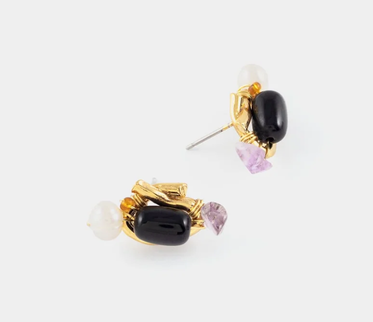 Epra Botanical Pearl & Precious Stone Earring
