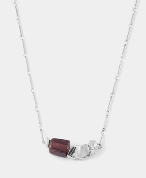 Dianella Elegant Necklace in Silver & Mulberry