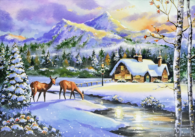 Winter Sunset Deluxe Boxed Holiday Cards