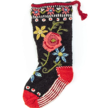 Floral Spray Christmas Stocking Embroidered Bouquet