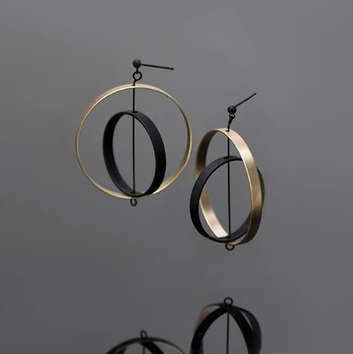 Axle Earrings in Black Gold