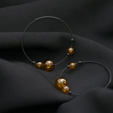 Eclipse Hoops in Glass Amber