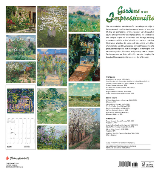 Gardens of Impressionists 2025 Wall Calendar