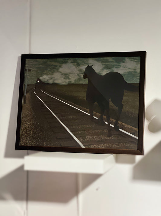 Horse and Train Framed 16x20 Giclee Archival Print