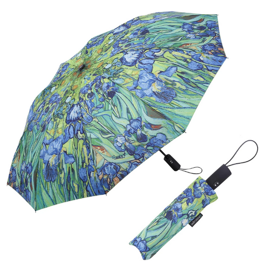 Van Gogh Irises Folding Travel Umbrella