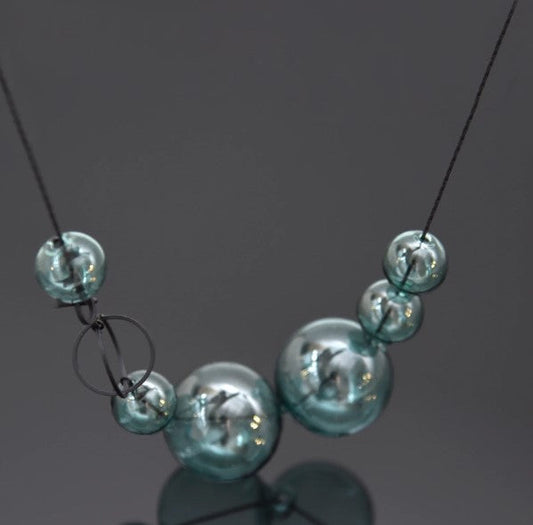 Silver Aqua Orbits Necklace