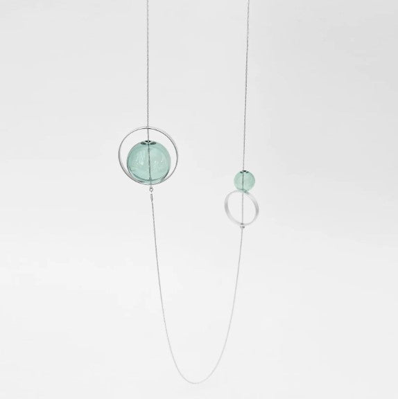 Silver Aqua Spindles Necklace