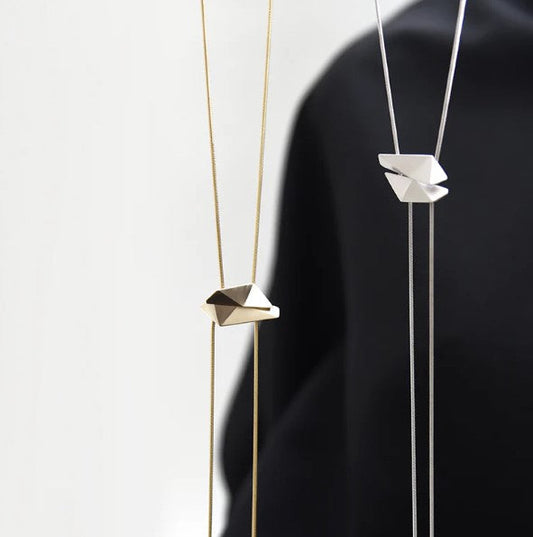 Silver Refract Lariat Necklace