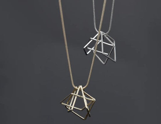 Silver Relaxed Cube Necklace
