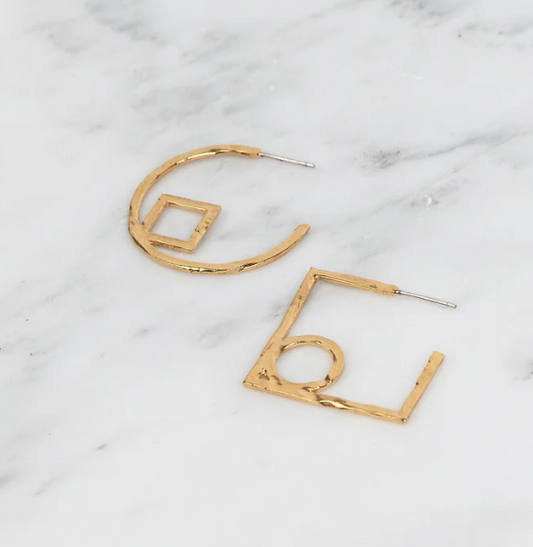 Circle Square Hoops Gold