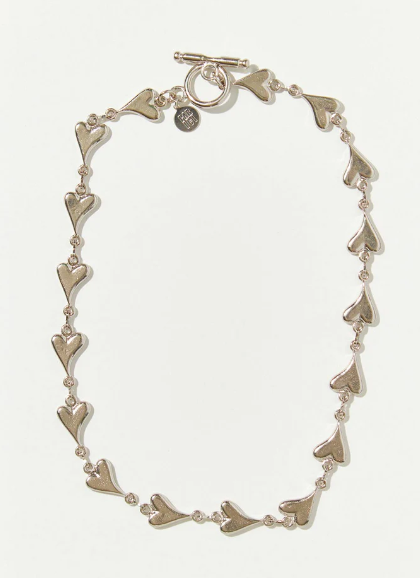 Heart Link Necklace Rhodium