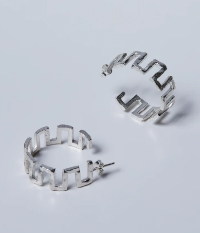 Zig Zag Hoops Silver