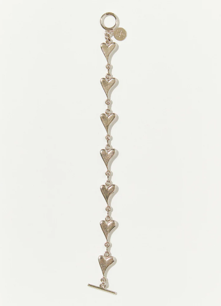 Heart Link Bracelet Rhodium