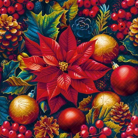 Lg Poinsettia on Black Napkins