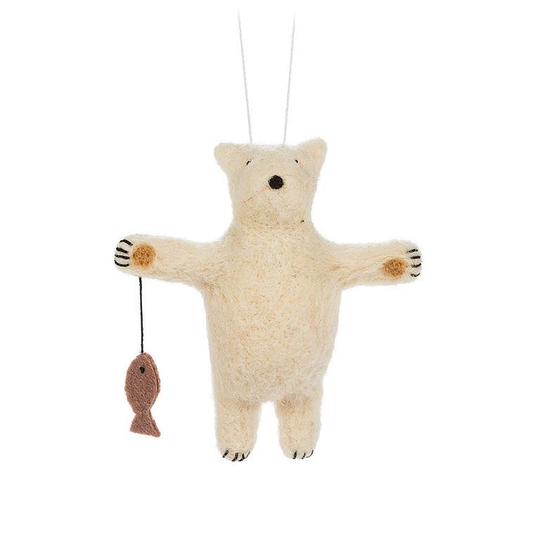 Polar Bear w Fish Ornament