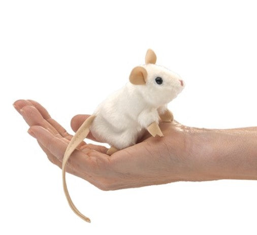 Mini White Mouse Finger Puppet
