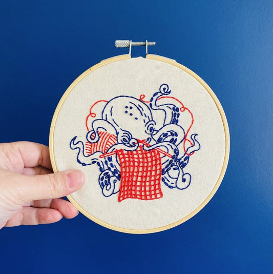 Knitting Octopus Embroidery Kit