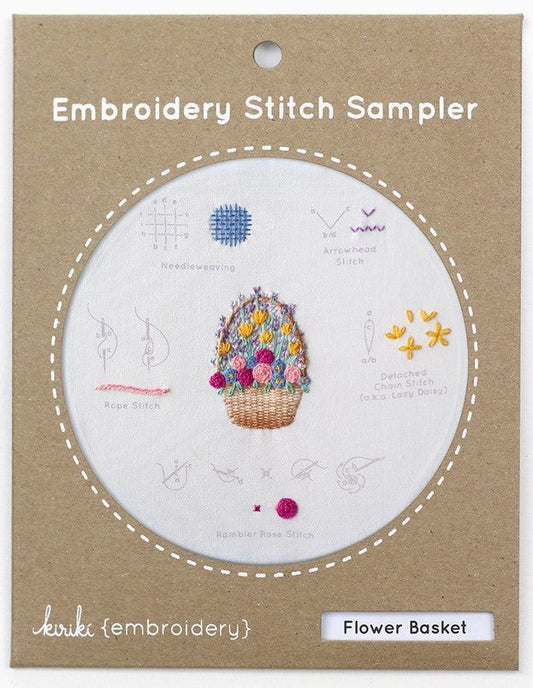 Flower Basket Embroidery Stitch Sampler