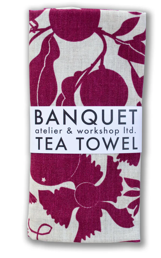 Carmine Linen Tea Towel