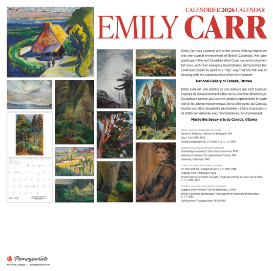 Emily Carr 2026 Wall Calendar