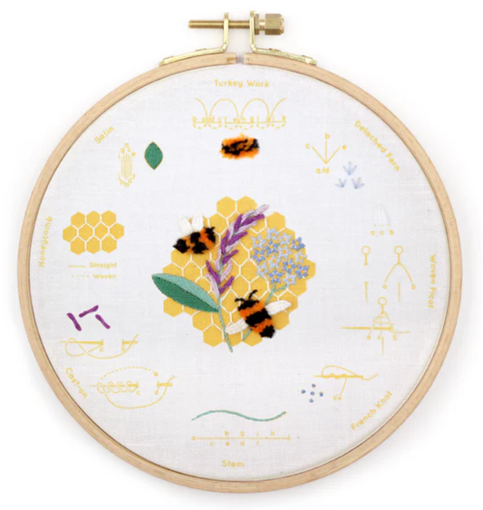 Honeybees Embroidery Stitch Sampler