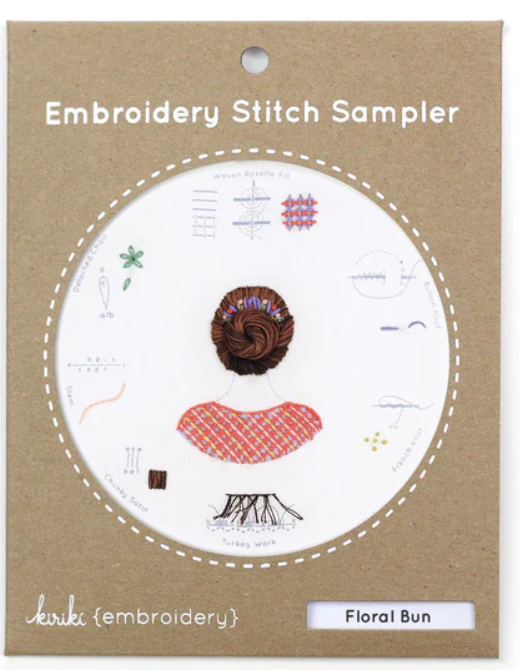 Floral Bun Embroidery Stitch Sampler
