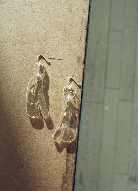 Slashed Ovoid Elongated Earring