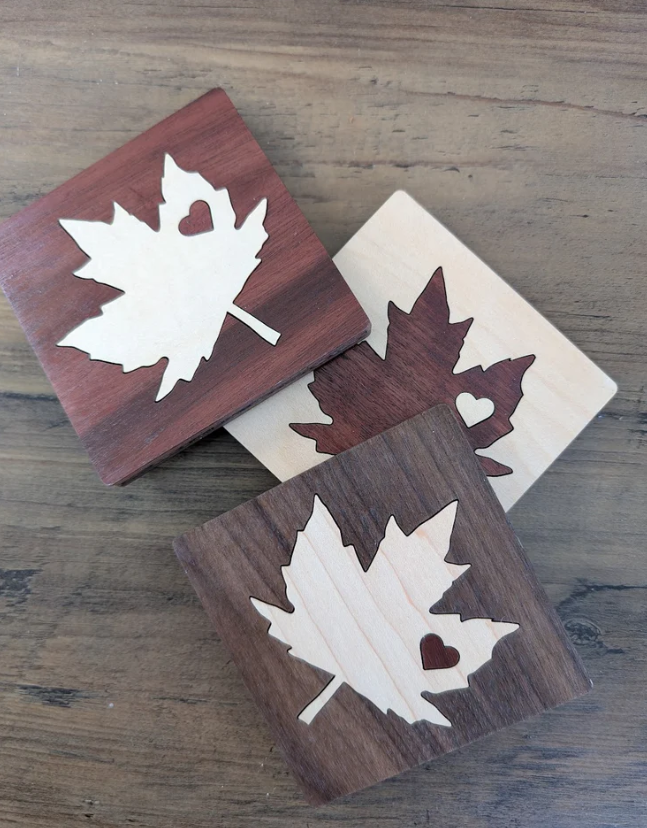 Maple Leaf Inlay Coaters