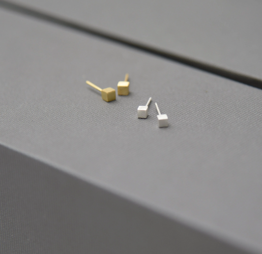 Froze Cube Br.Sil Ear Stud