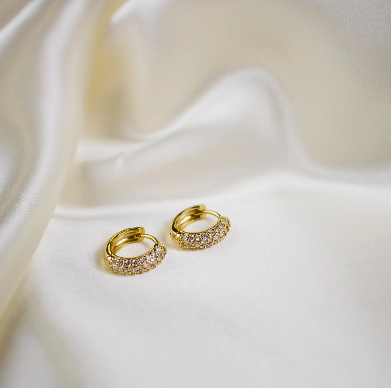 Hera // Rhinstone Huggie Hoops