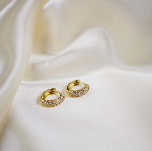 Hera // Rhinstone Huggie Hoops