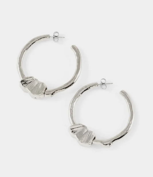 Rynoa Elegant Statement Hoop in Silver