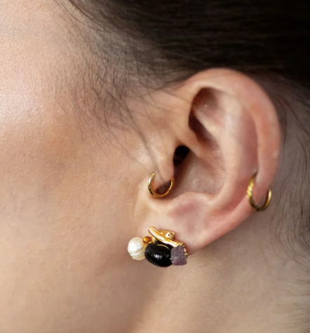 Epra Botanical Pearl & Precious Stone Earring