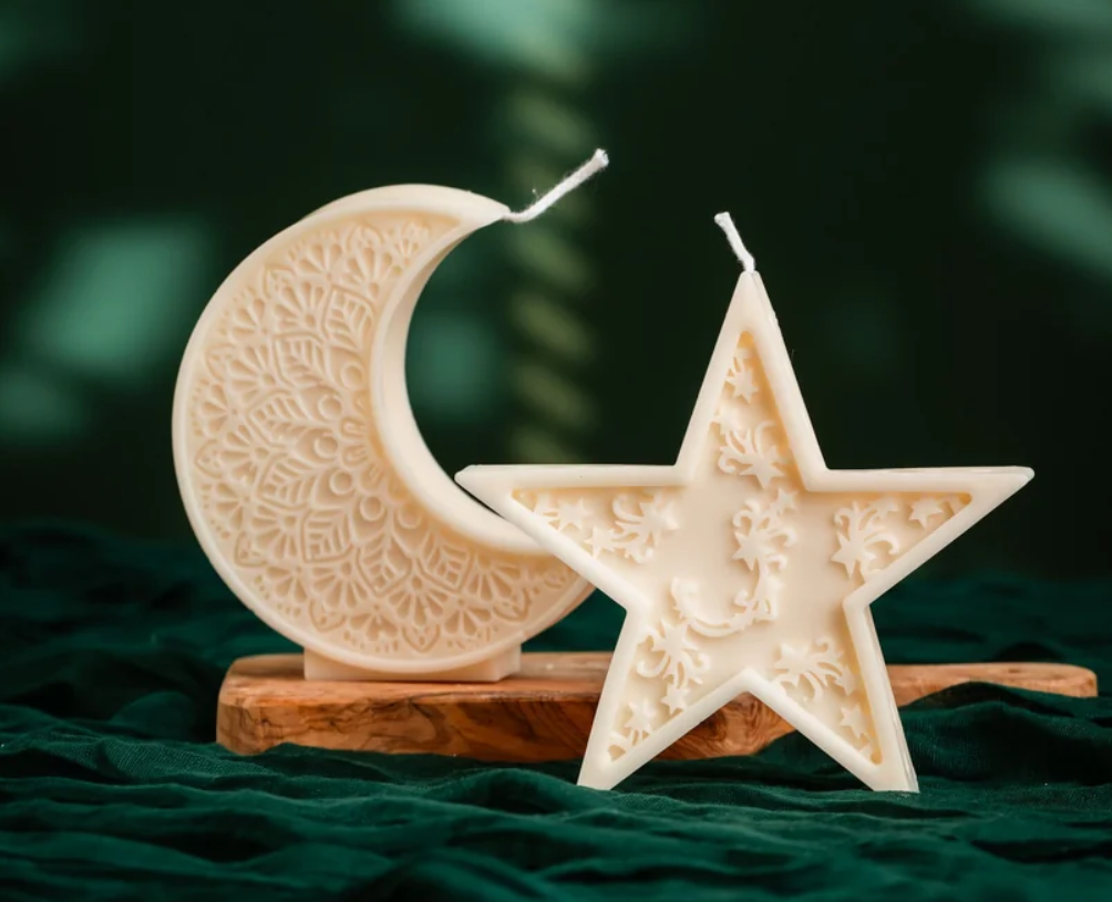 Mandala Crescent Moon Candle Aesthetic Decoration